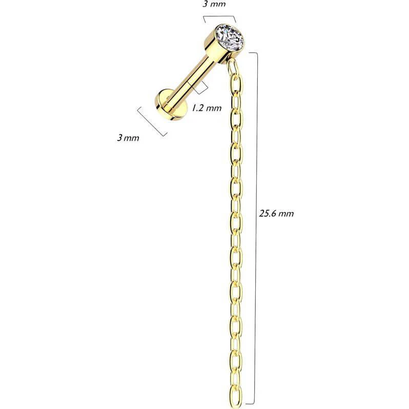 Tytan labret Łańcuszek cyrkonia gwint wewnętrzny - Image 2