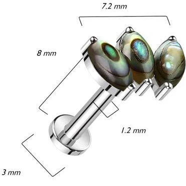 Tytan labret szlif markizowy kamień naturalny gwint wewnętrzny - Image 2