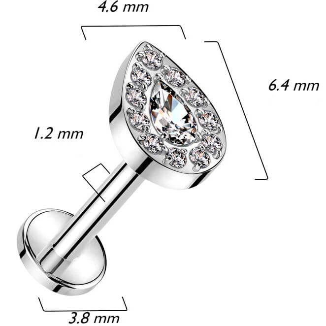 Tytan labret kropla cyrkonia gwint wewnętrzny - Image 2