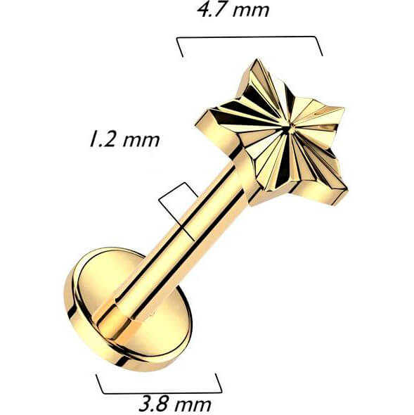 Tytan labret gwiazdka szlif diamentowy gwint wewnętrzny - Image 2