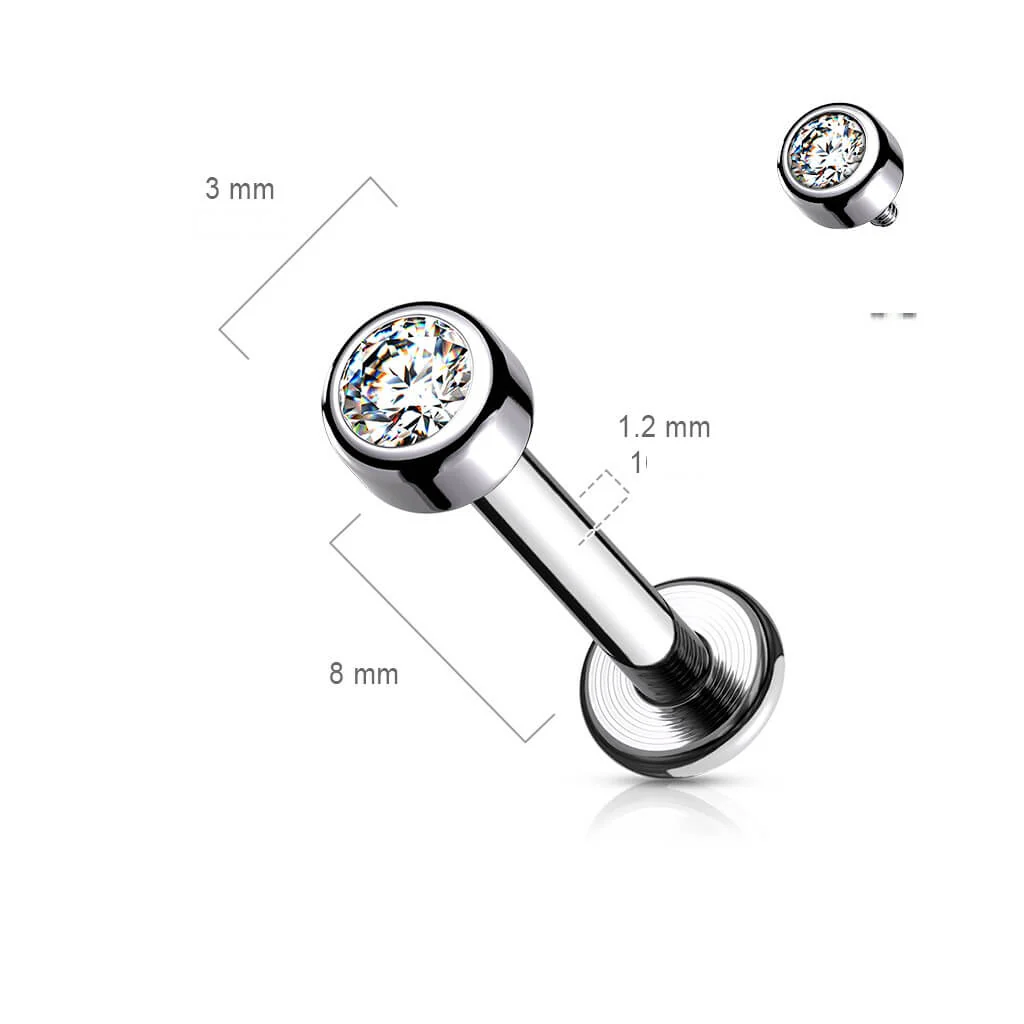 Tytan labret okrągła cyrkonia gwint wewnętrzny - Image 2