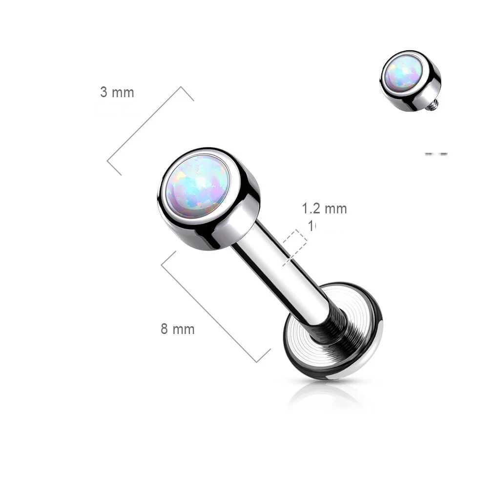 Tytan labret opal okrągły srebrny gwint wewnętrzny - Image 2