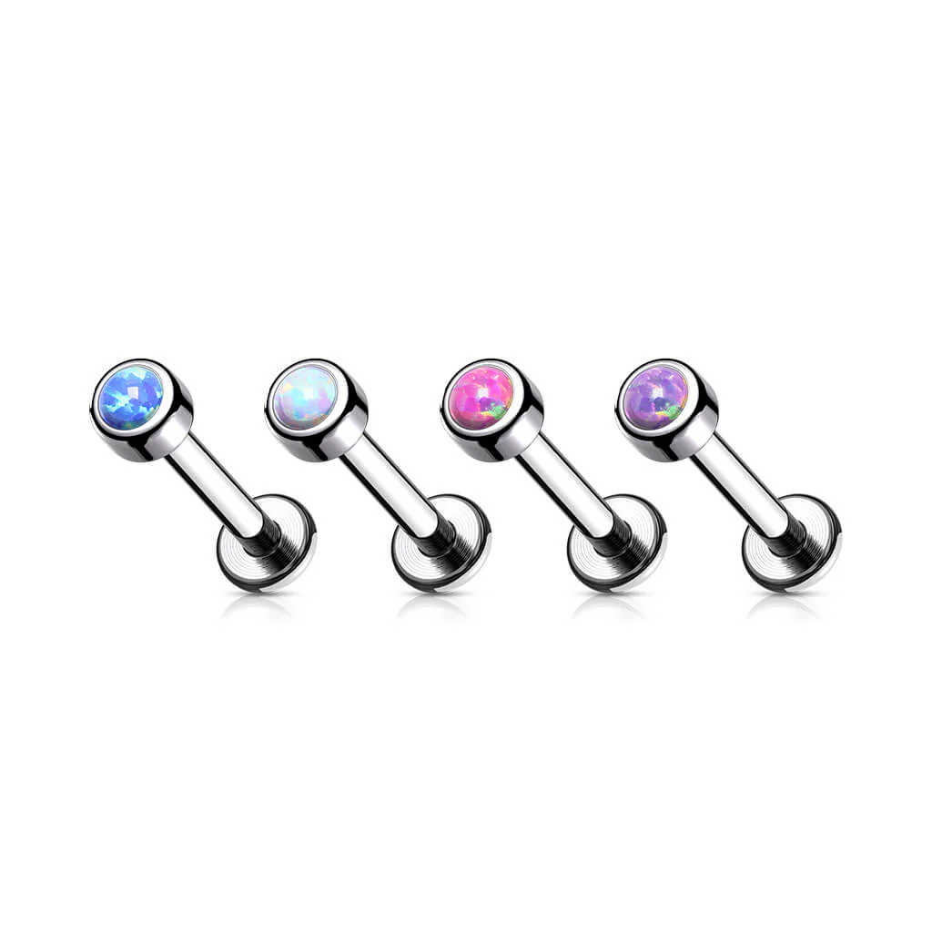 Tytan labret opal okrągły srebrny gwint wewnętrzny - Image 3