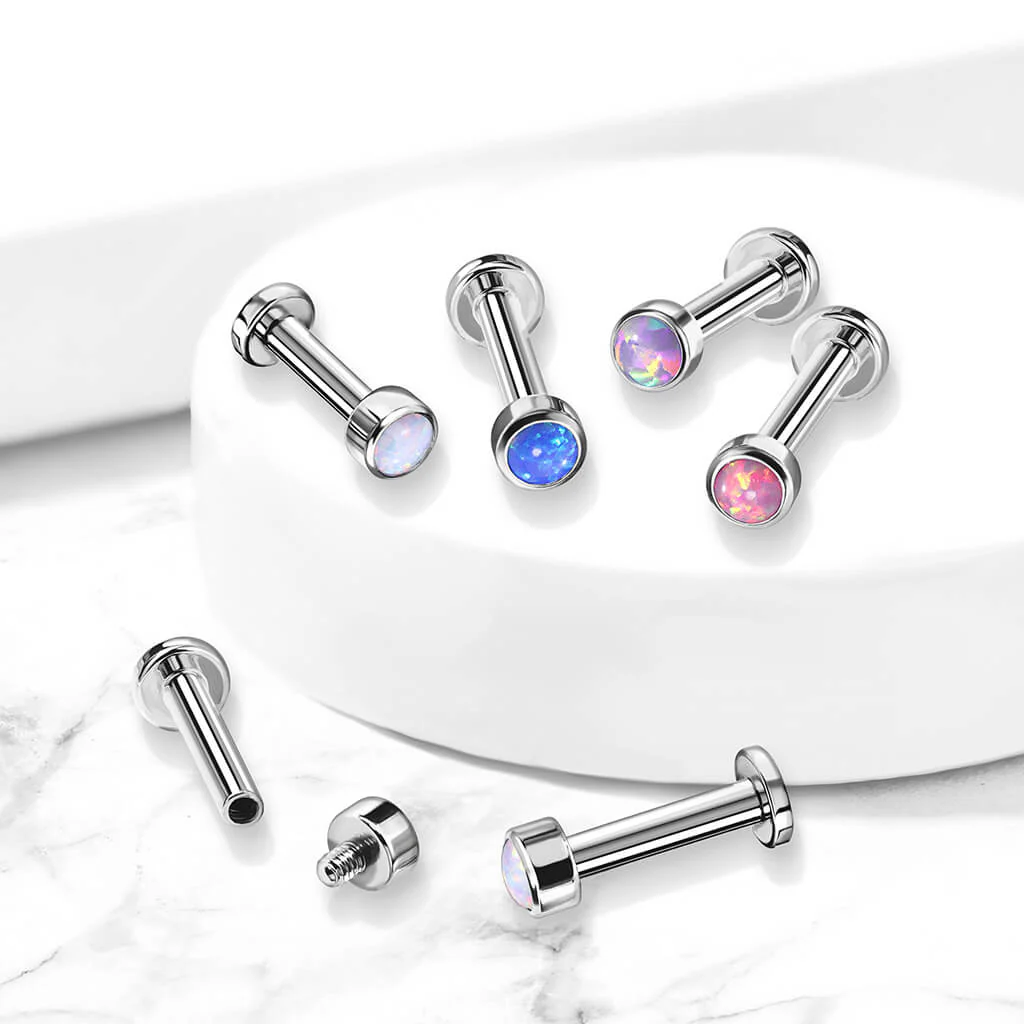 Tytan labret opal okrągły srebrny gwint wewnętrzny - Image 5