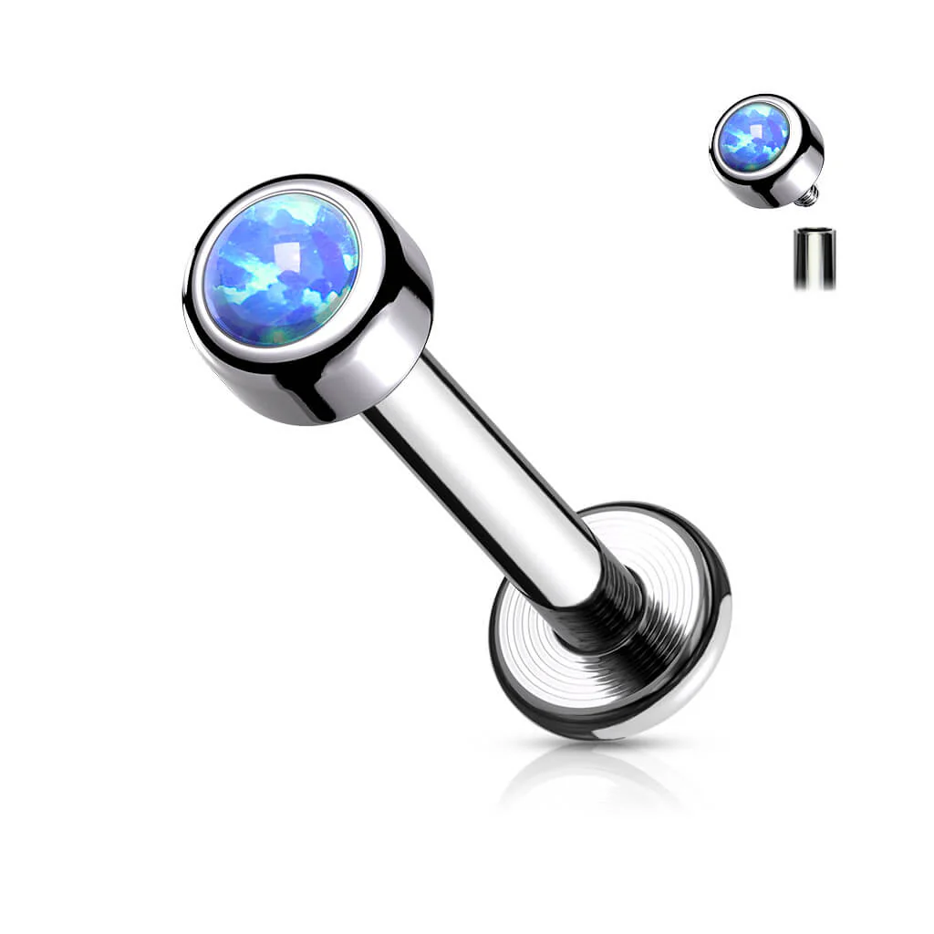 Tytan labret opal okrągły srebrny gwint wewnętrzny - Image 6