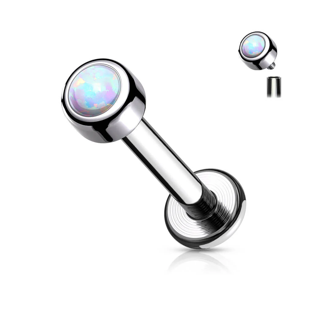 Tytan labret opal okrągły srebrny gwint wewnętrzny - Image 7