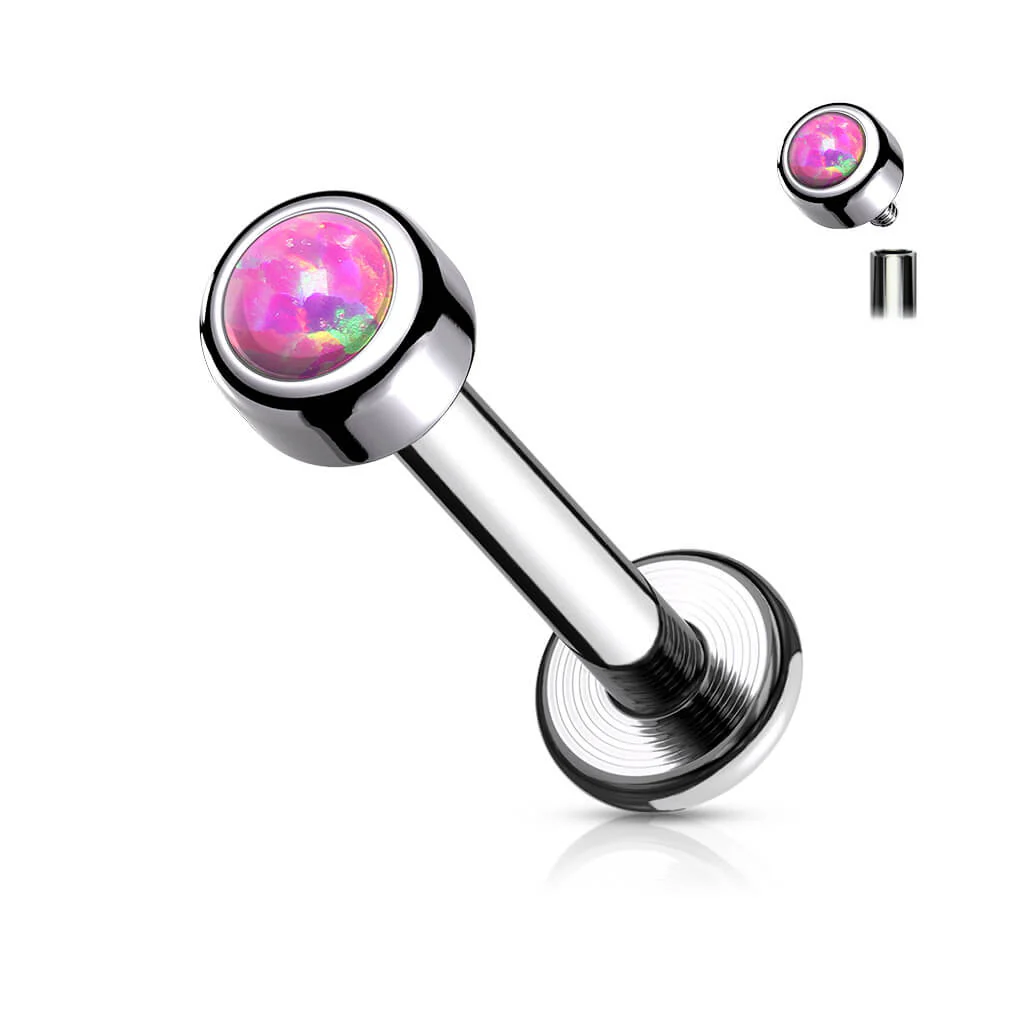 Tytan labret opal okrągły srebrny gwint wewnętrzny - Image 8