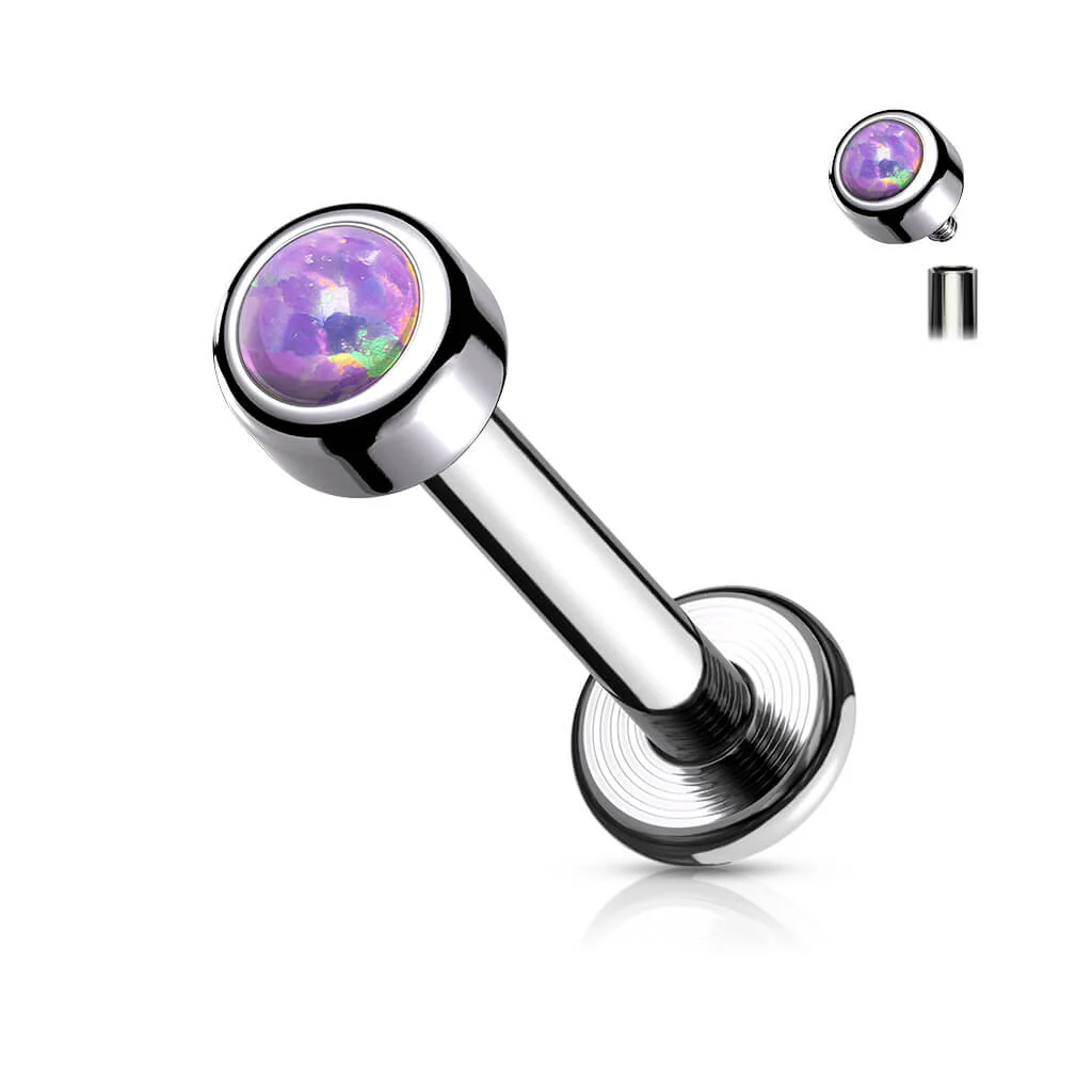 Tytan labret opal okrągły srebrny gwint wewnętrzny - Image 9
