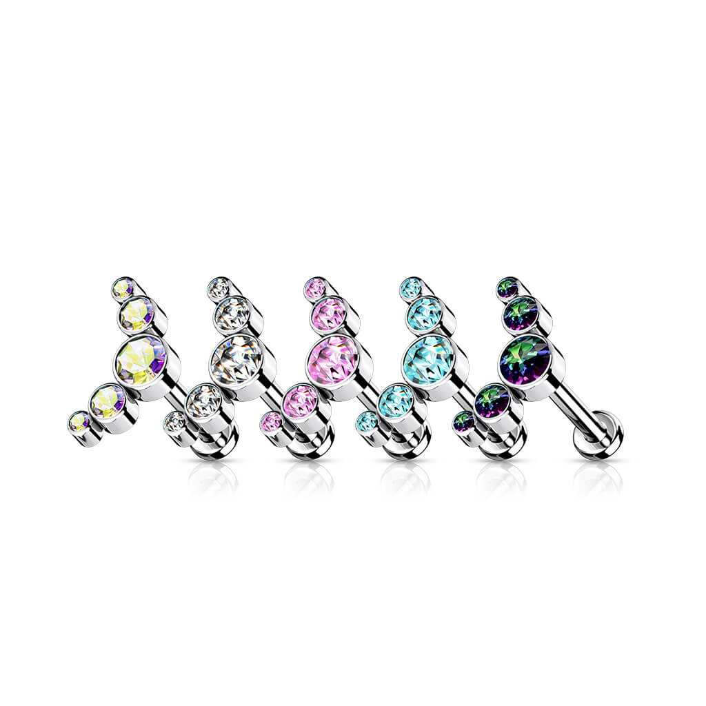 Tytan labret 5 cyrkonii srebrny gwint wewnętrzny - Image 2
