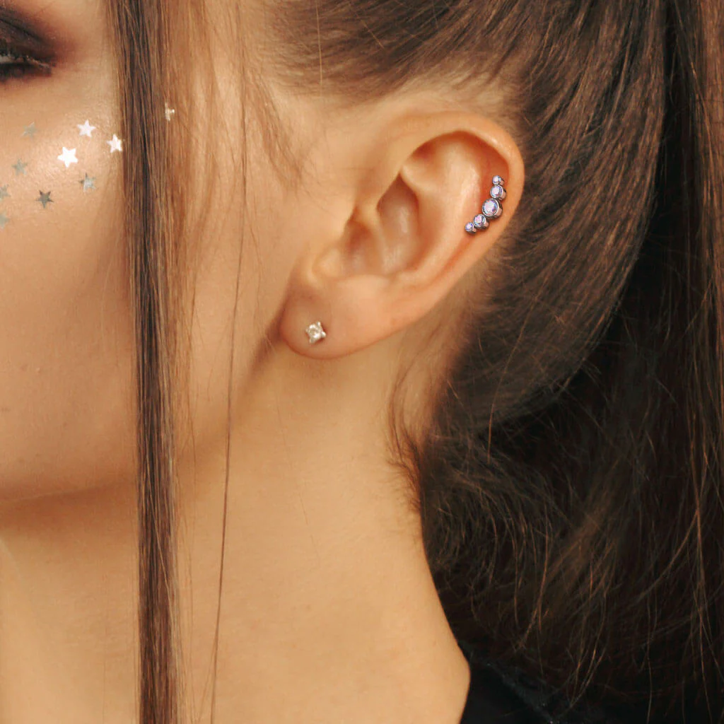 Tytan labret 5 cyrkonii srebrny gwint wewnętrzny - Image 3
