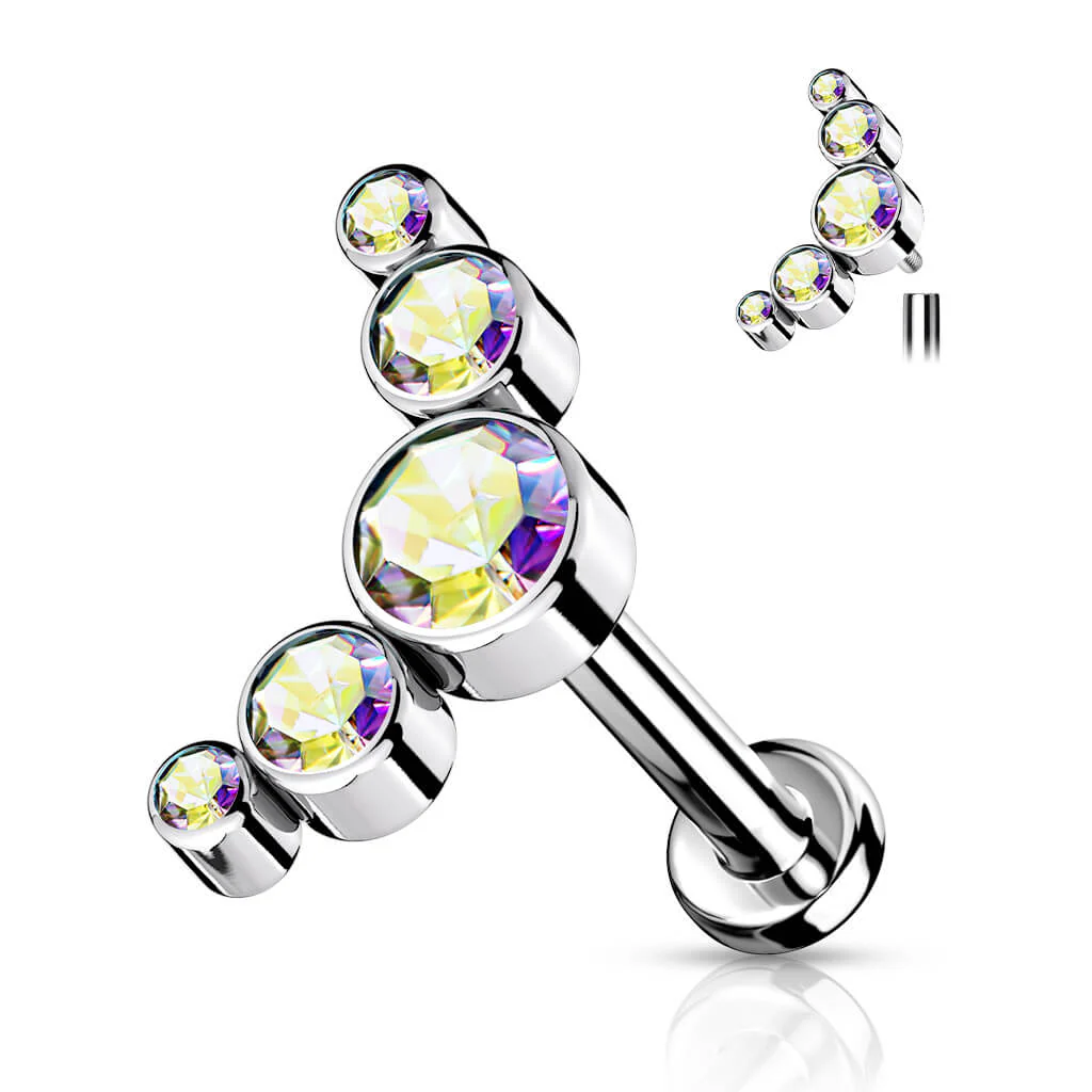 Tytan labret 5 cyrkonii srebrny gwint wewnętrzny - Image 6