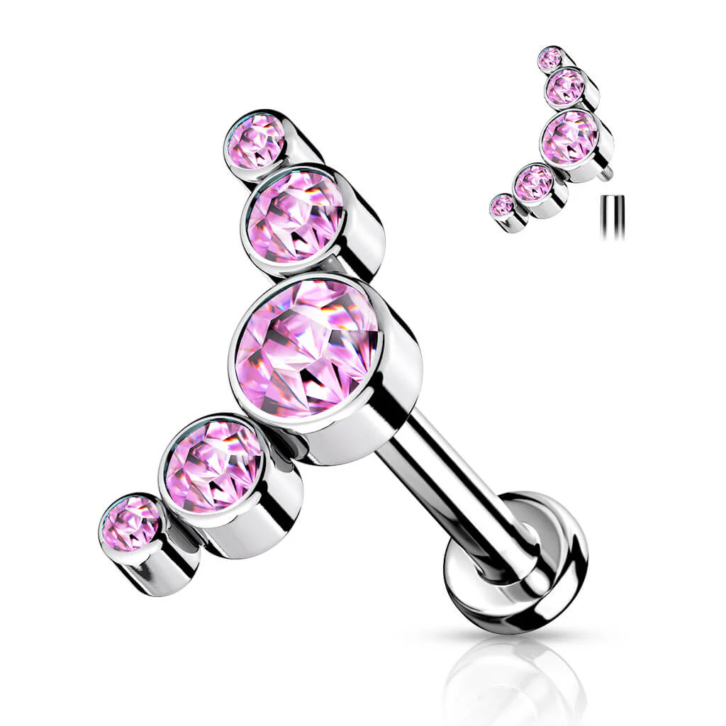 Tytan labret 5 cyrkonii srebrny gwint wewnętrzny - Image 7