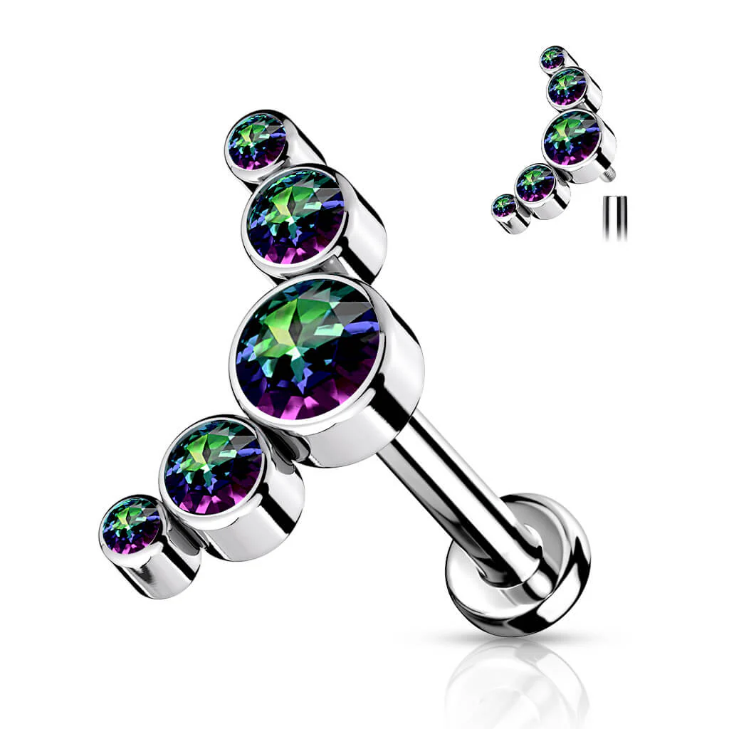 Tytan labret 5 cyrkonii srebrny gwint wewnętrzny - Image 9