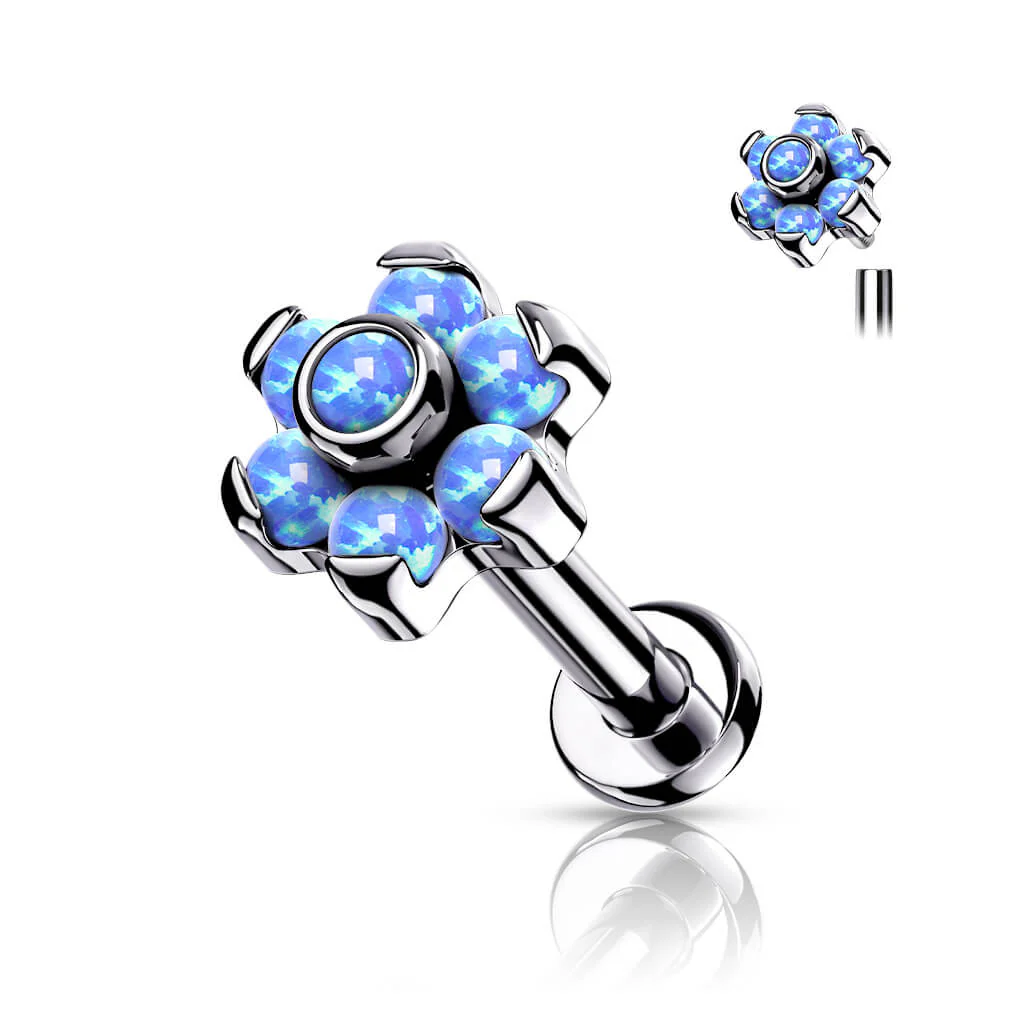 Tytan labret kwiatek z opalami gwint wewnętrzny - Image 5