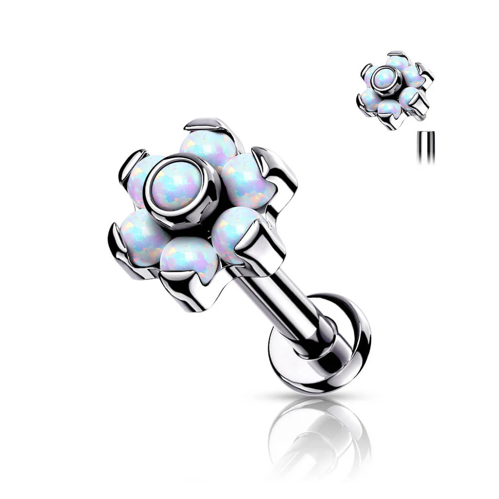 Tytan labret kwiatek z opalami gwint wewnętrzny - Image 6