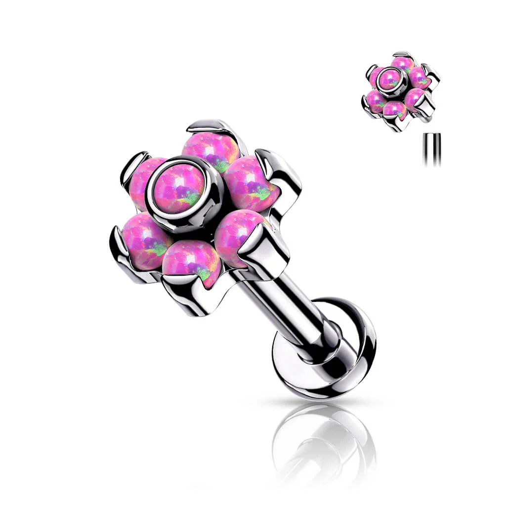Tytan labret kwiatek z opalami gwint wewnętrzny - Image 7