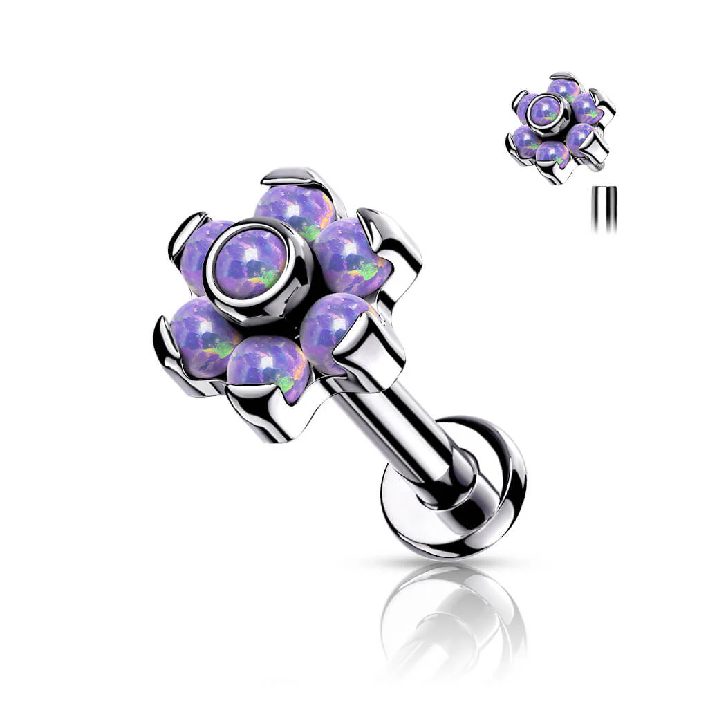 Tytan labret kwiatek z opalami gwint wewnętrzny - Image 8