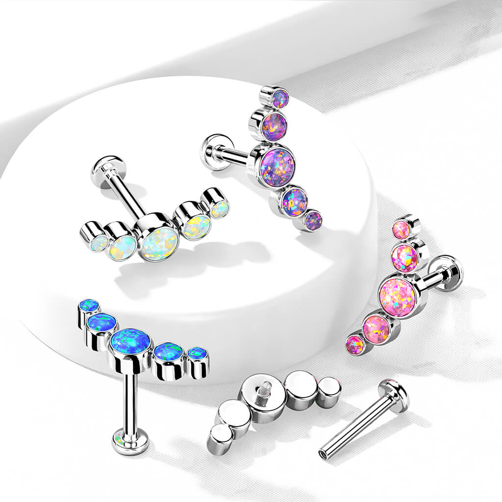 Tytan labret 5 opali srebrny gwint wewnętrzny - Image 3