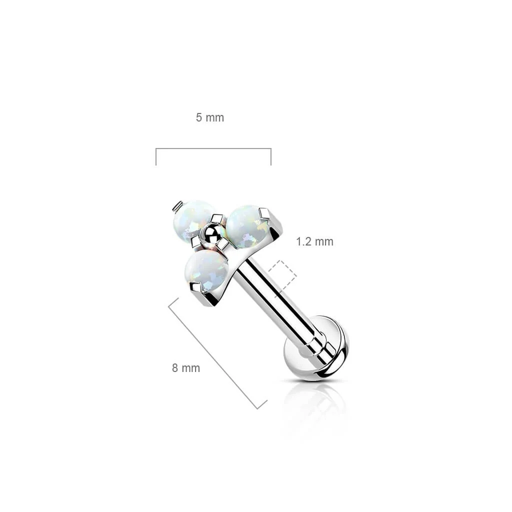 Tytan labret opal trójkąt srebrny gwint wewnętrzny - Image 2