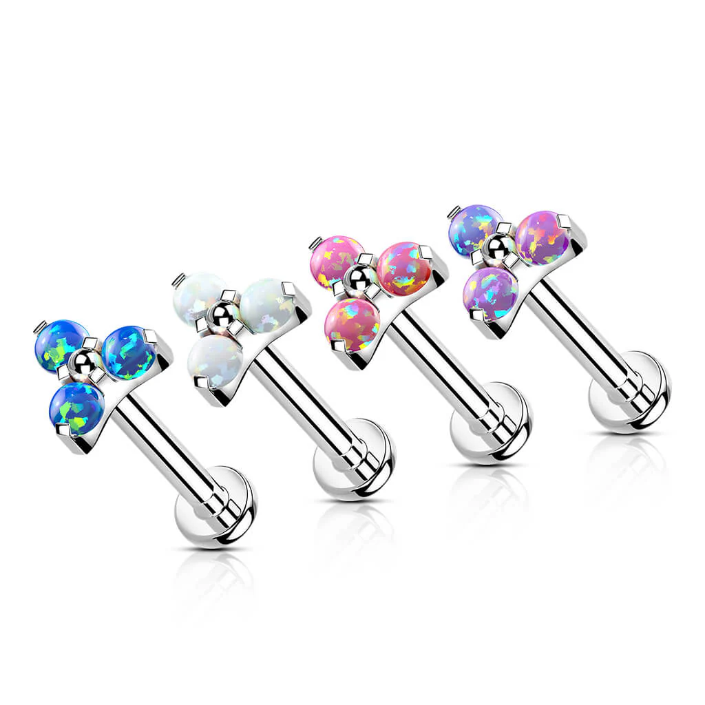 Tytan labret opal trójkąt srebrny gwint wewnętrzny - Image 3