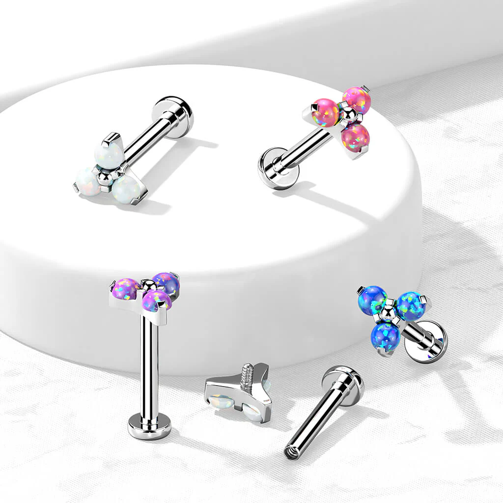Tytan labret opal trójkąt srebrny gwint wewnętrzny - Image 4