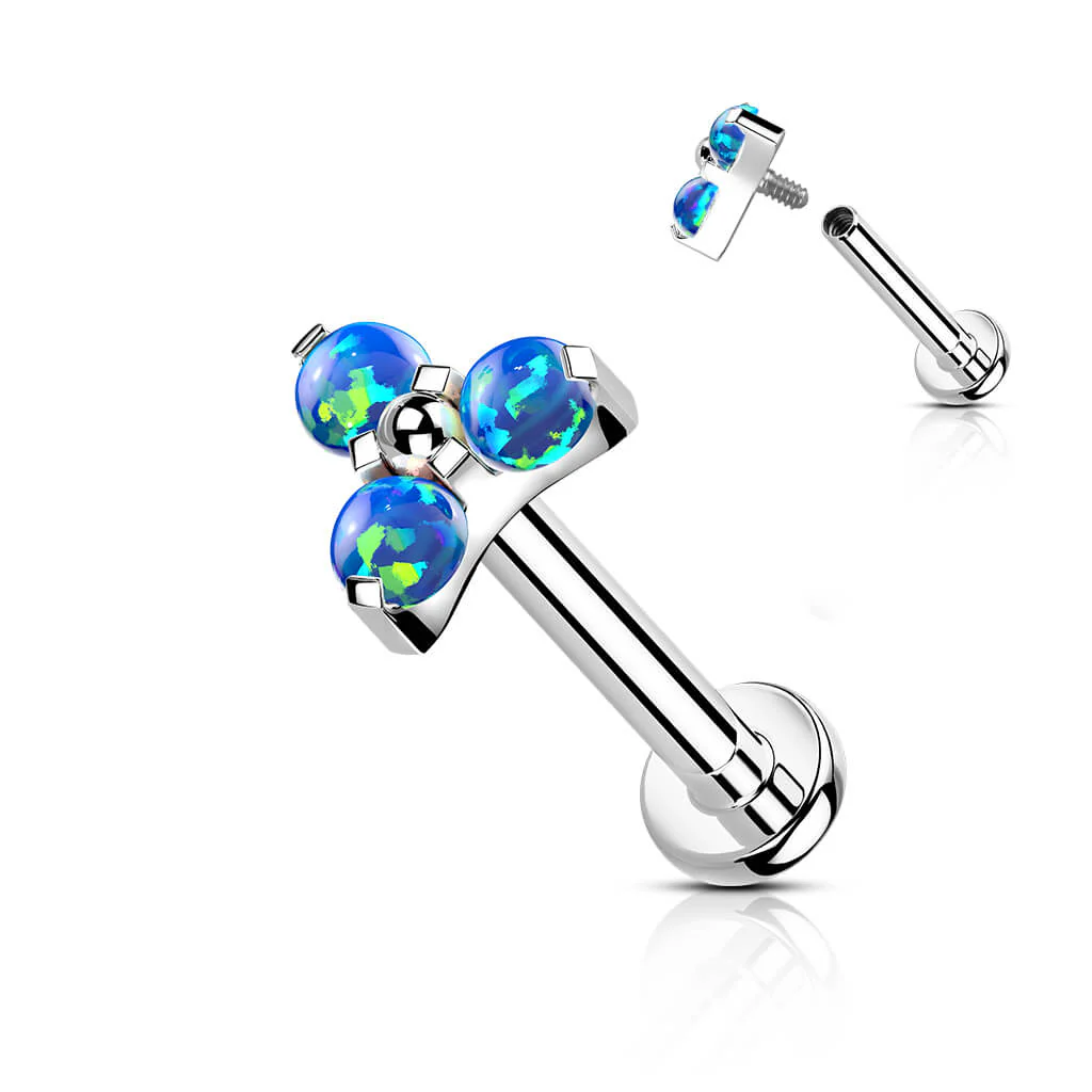 Tytan labret opal trójkąt srebrny gwint wewnętrzny - Image 5