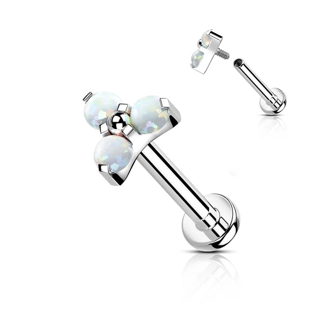 Tytan labret opal trójkąt srebrny gwint wewnętrzny - Image 6