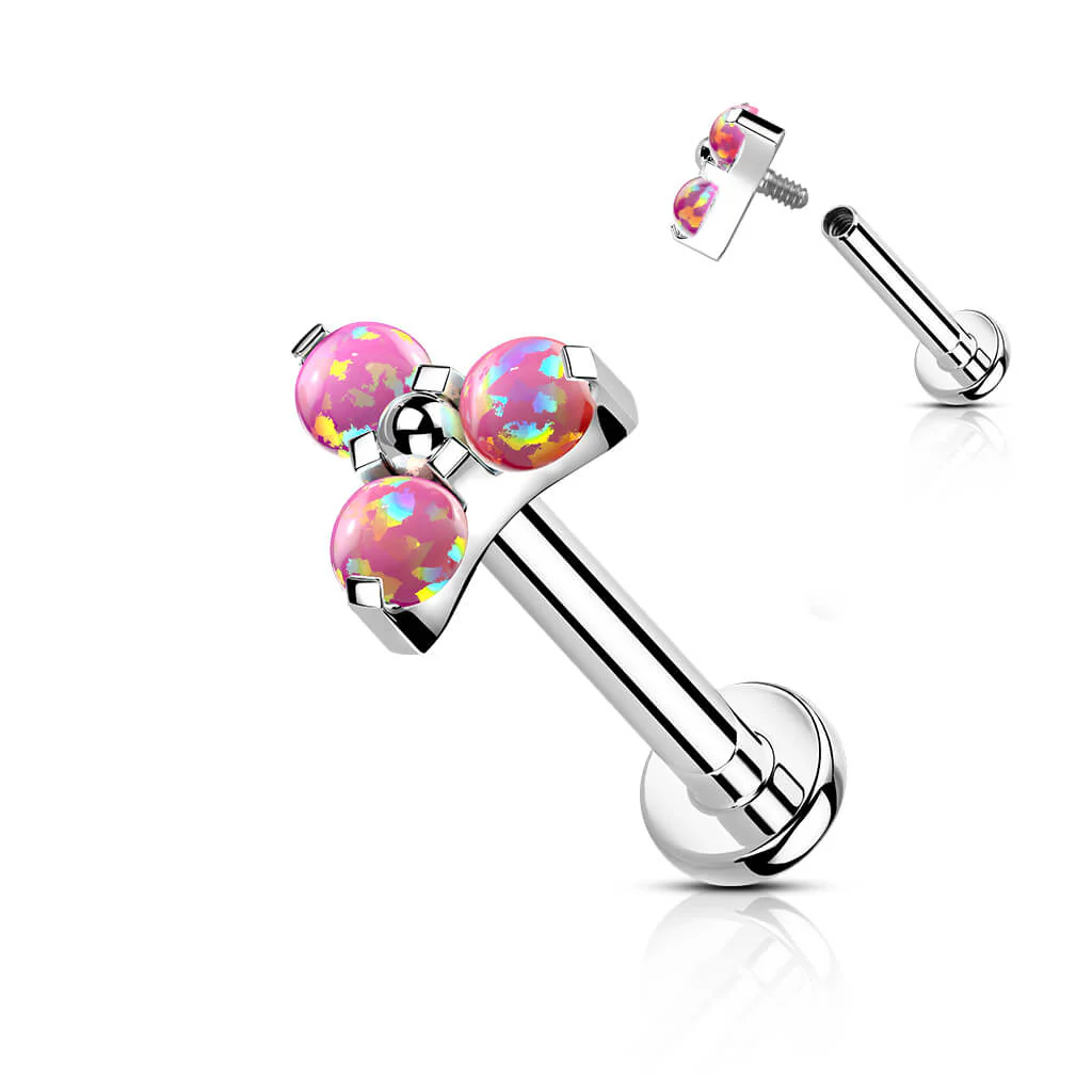 Tytan labret opal trójkąt srebrny gwint wewnętrzny - Image 7