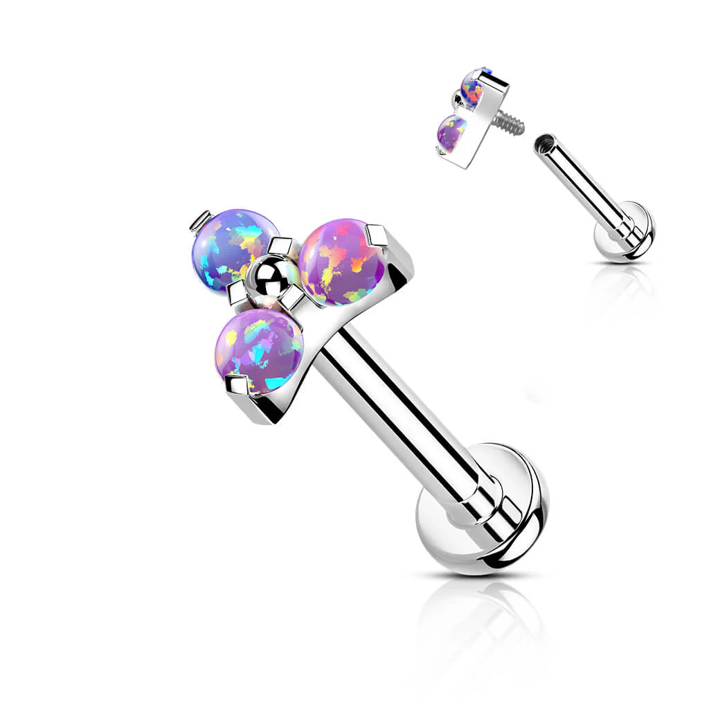 Tytan labret opal trójkąt srebrny gwint wewnętrzny - Image 8