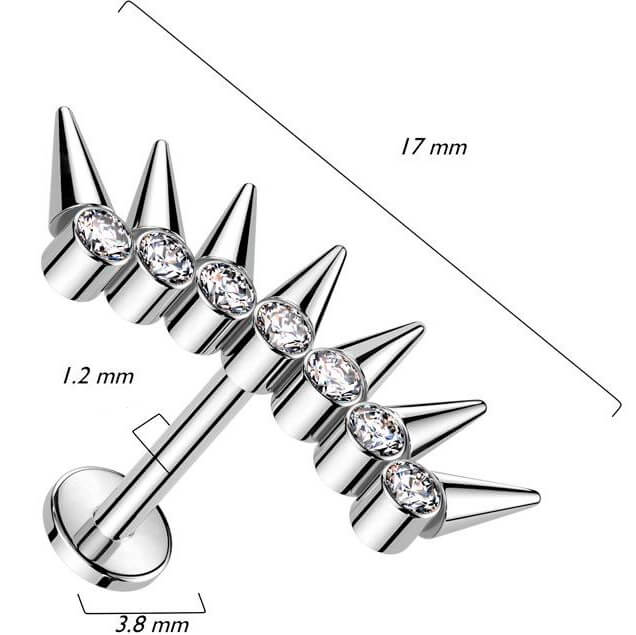 Tytan labret kolce cyrkonie gwint wewnętrzny - Image 2