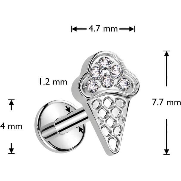 Tytan labret lód w wafelku cyrkonia gwint wewnętrzny - Image 2
