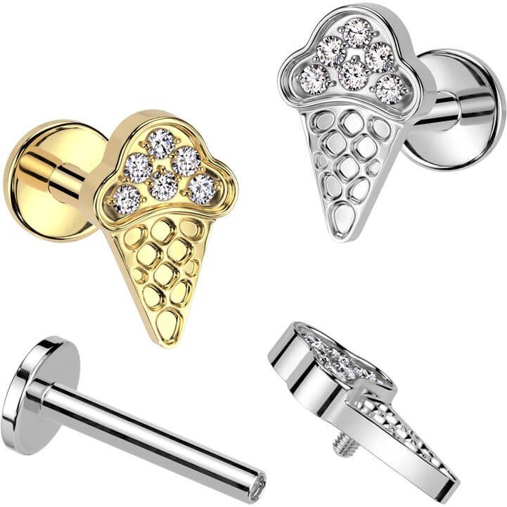 Tytan labret lód w wafelku cyrkonia gwint wewnętrzny - Image 3