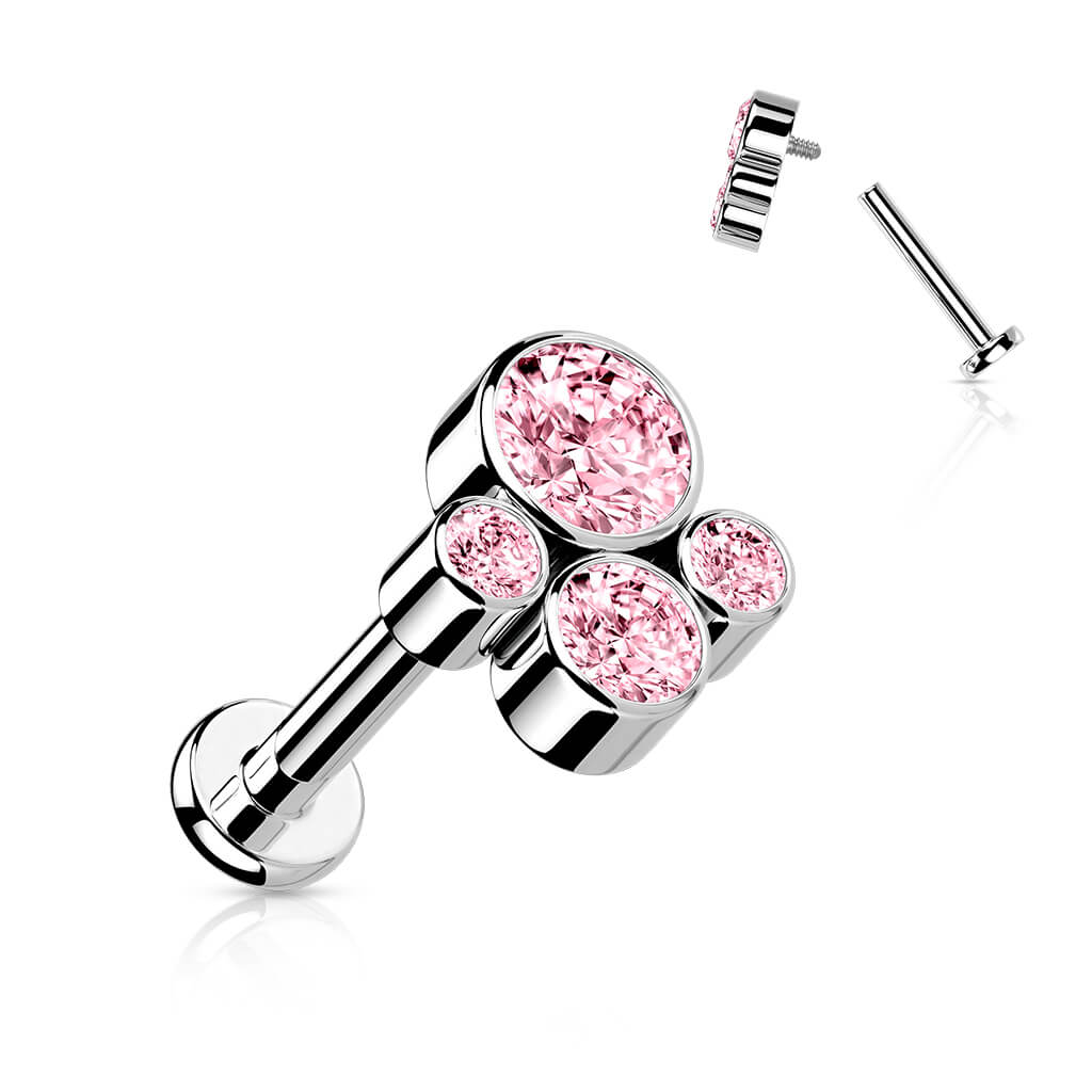 Tytan labret 4 cyrkonie srebrny gwint wewnętrzny - Image 7