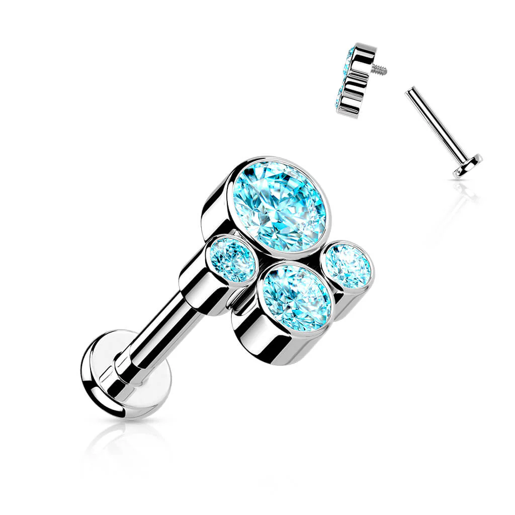 Tytan labret 4 cyrkonie srebrny gwint wewnętrzny - Image 8
