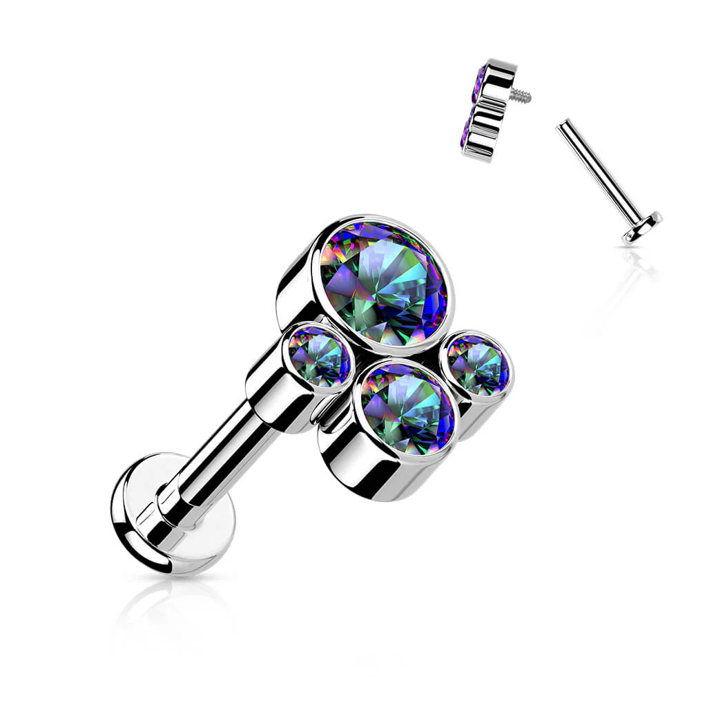 Tytan labret 4 cyrkonie srebrny gwint wewnętrzny - Image 9