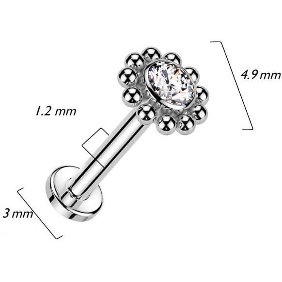 Tytan labret koraliki cyrkonia gwint wewnętrzny - Image 2