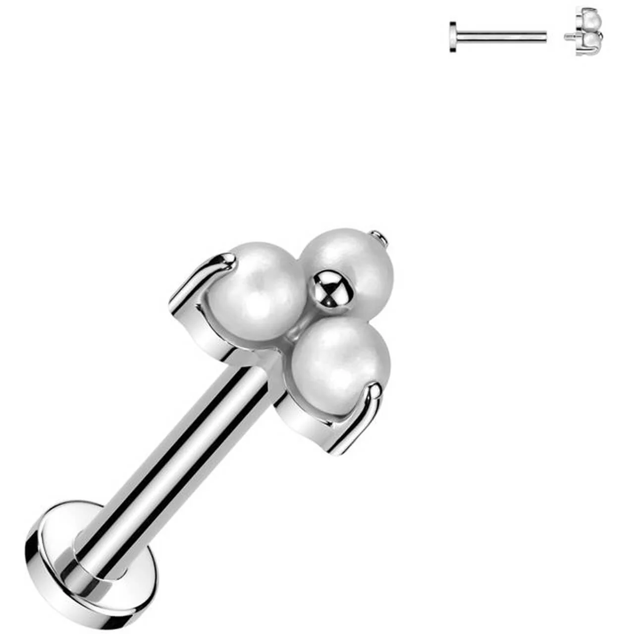 Tytan labret perła w łapkach trójkąt gwint wewnętrzny - Image 3
