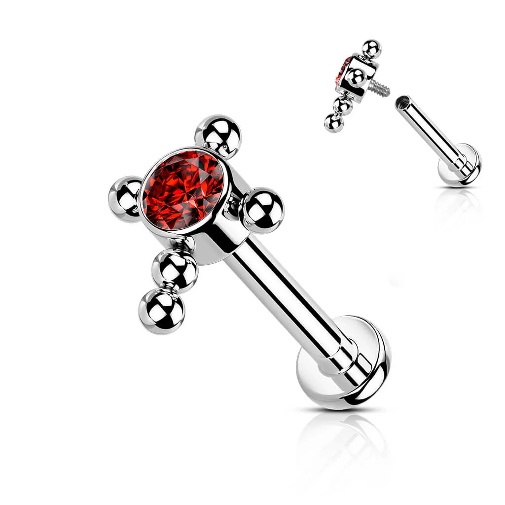 Tytan labret krzyż cyrkonia gwint wewnętrzny - Image 9