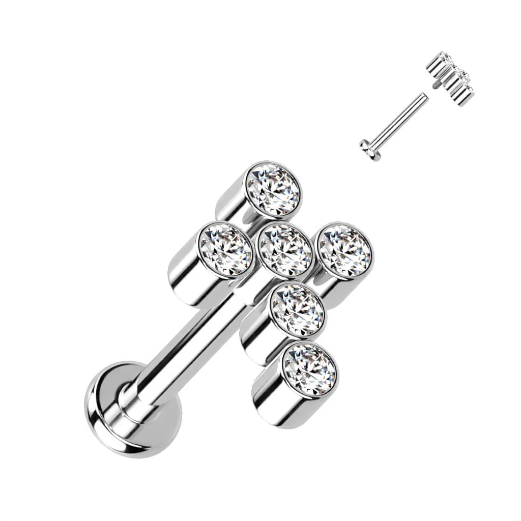 Tytan labret krzyż cyrkonia gwint wewnętrzny - Image 3