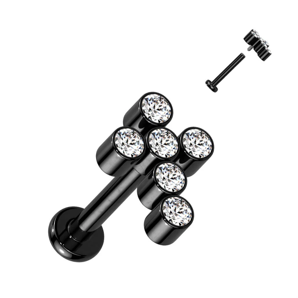 Tytan labret krzyż cyrkonia gwint wewnętrzny - Image 5