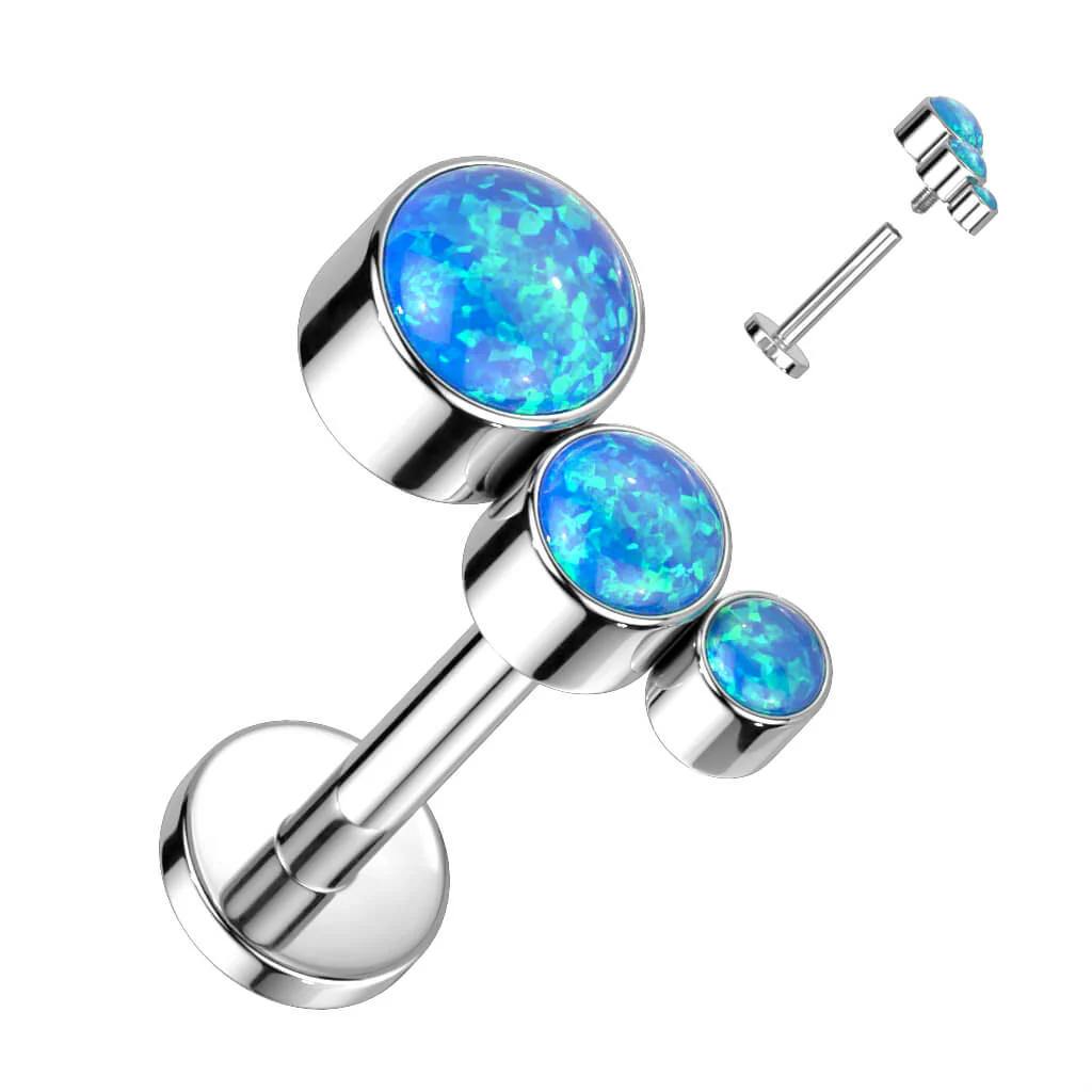 Tytan labret 3 opale srebrny gwint wewnętrzny - Image 3