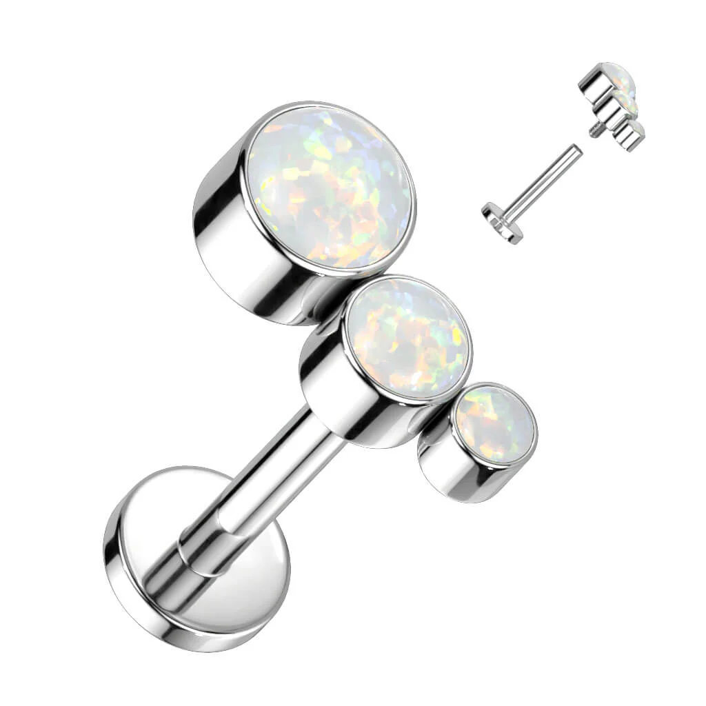 Tytan labret 3 opale srebrny gwint wewnętrzny - Image 4