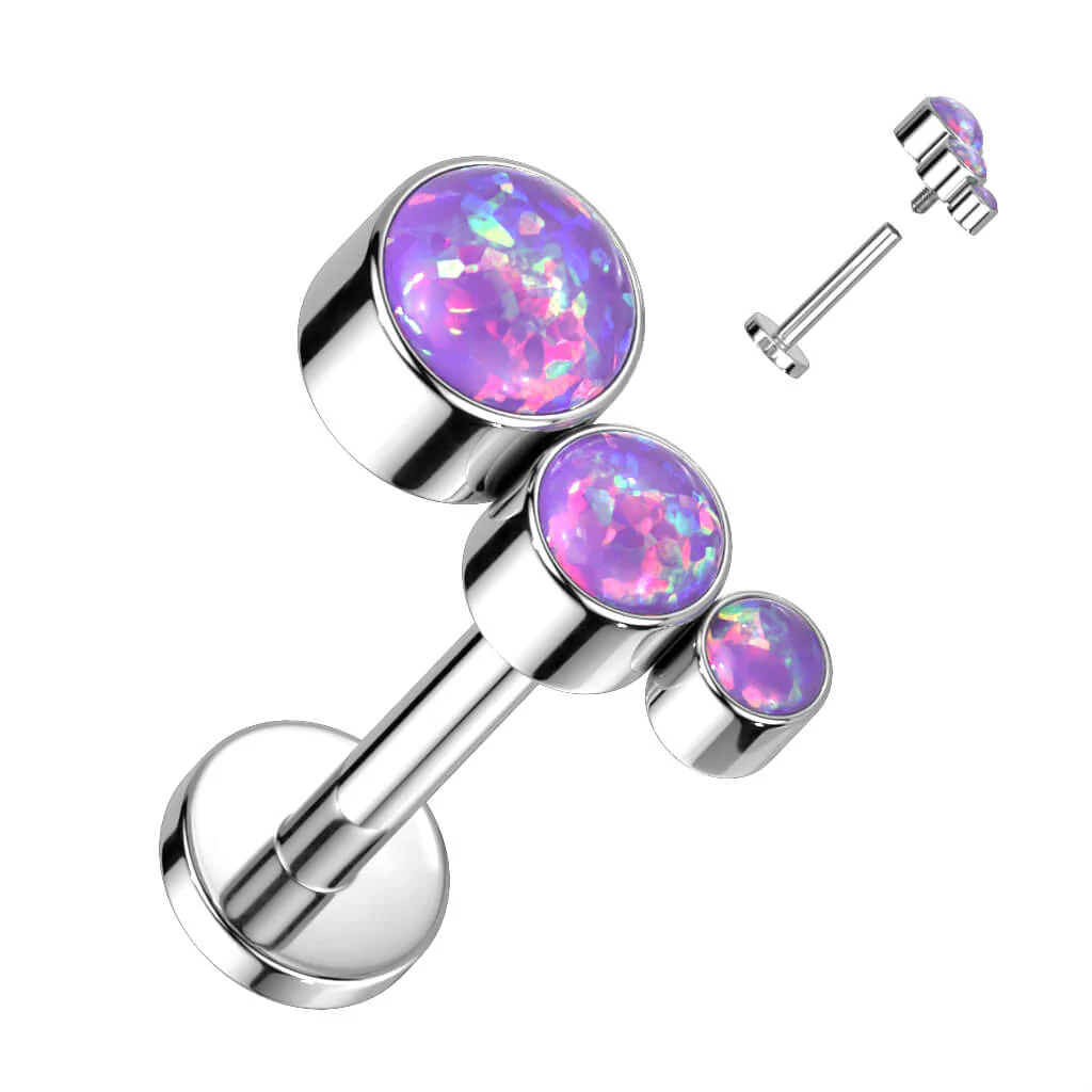 Tytan labret 3 opale srebrny gwint wewnętrzny - Image 5