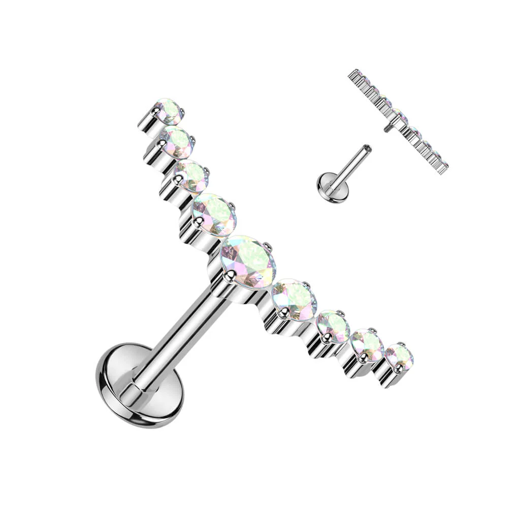 Tytan labret 9 cyrkonii zaokrąglony gwint wewnętrzny - Image 2