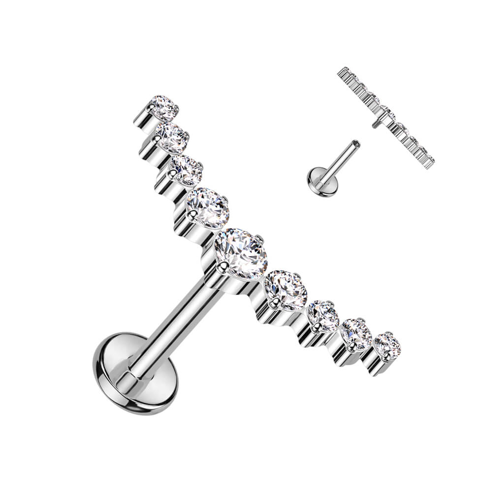 Tytan labret 9 cyrkonii zaokrąglony gwint wewnętrzny - Image 3