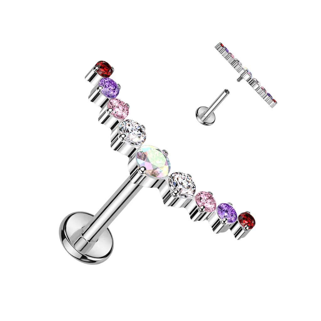 Tytan labret 9 cyrkonii zaokrąglony gwint wewnętrzny - Image 5