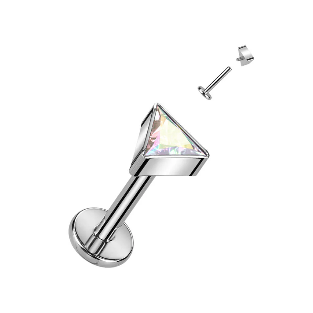Tytan labret cyrkonia trójkąt gwint wewnętrzny - Image 3
