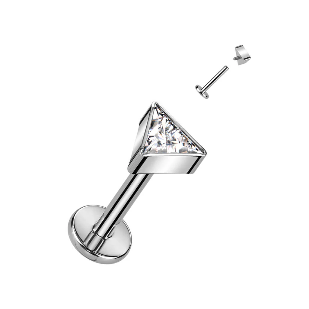 Tytan labret cyrkonia trójkąt gwint wewnętrzny - Image 4