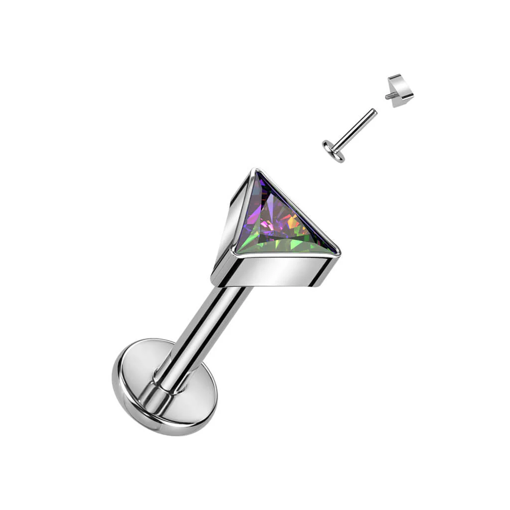 Tytan labret cyrkonia trójkąt gwint wewnętrzny - Image 6
