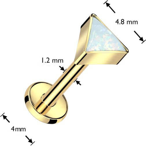 Tytan labret trójkąt opal gwint wewnętrzny - Image 2